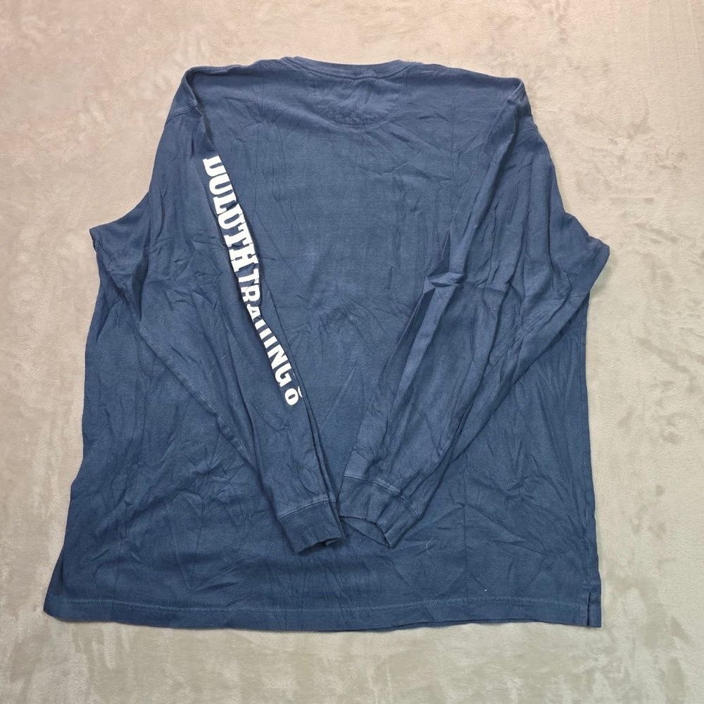 Duluth Trading Co Mens XL Relaxed Fit Longtail T Beaver Graphic Long Sleeve Navy - Picture 8 of 9